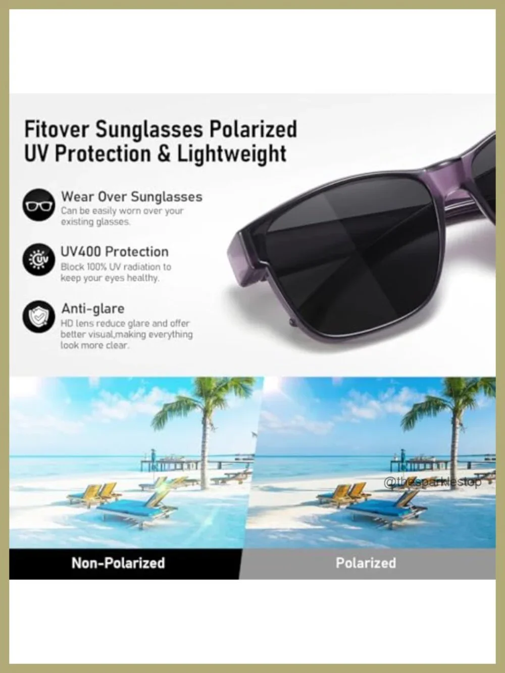 Polarized Sunglasses Fit Over Glasses - UV400 Protection Oversized Square Shades